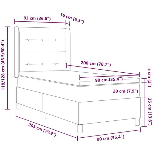 Box spring krevet s madracem Crna 90 x 200 cm tkanina Slike