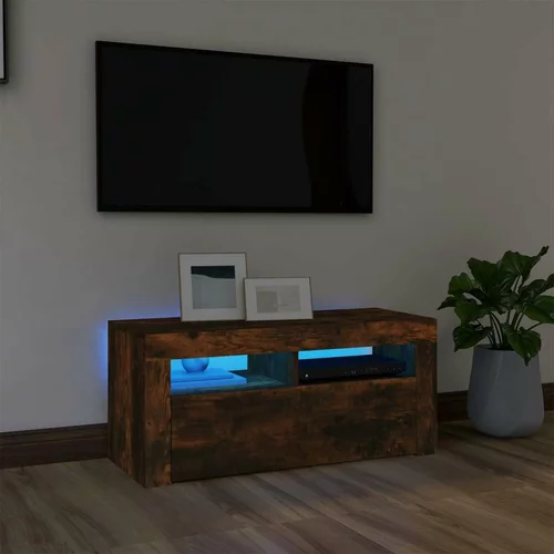 TV omarica z LED lučkami dimljeni hrast 90x35x40 cm, (20734491)