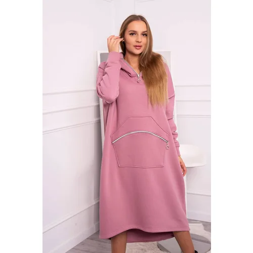 Kesi Insulated dress with hood navy pink