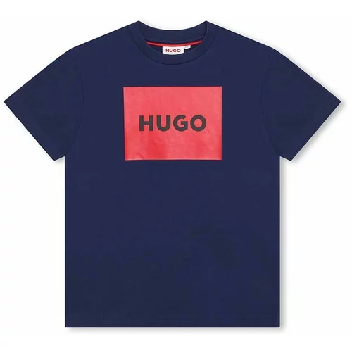 Hugo Otroška bombažna kratka majica mornarsko modra barva