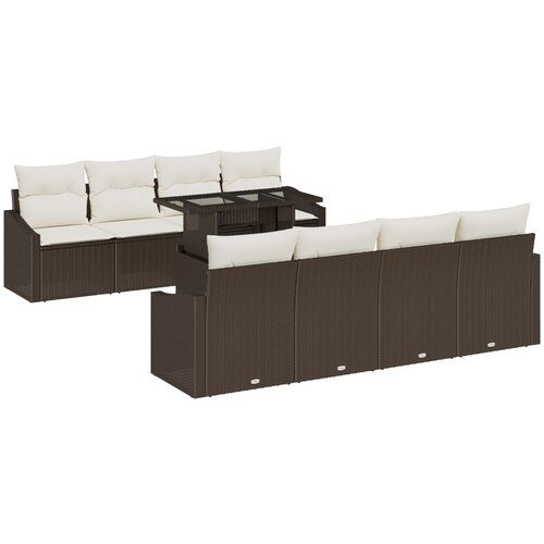 vidaXL Set od 7 komada vrtnih sofa s jastučićima smeđa poli ratan Cene