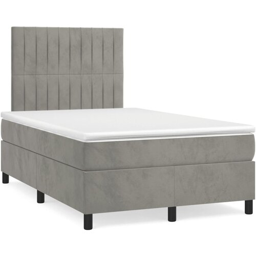 VidaXL Box spring postelja z vzmetnico svetlo siva 120x190 cm žamet Slike