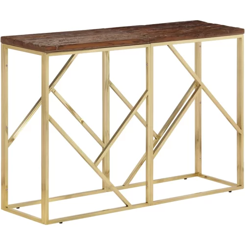  Konzolni stol zlatni od nehrđajućeg čelika i drva za pragove