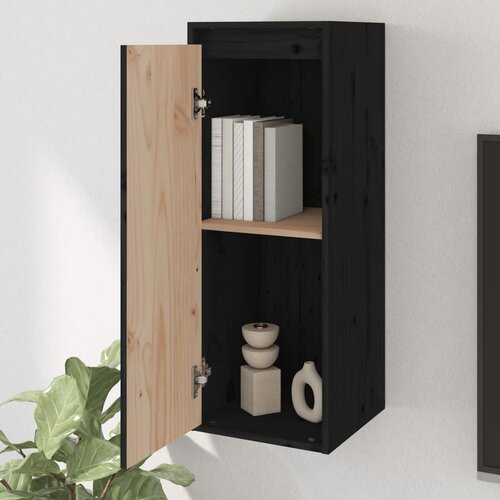  Zidni ormarići 2 kom crni 30 x 30 x 80 cm od masivne borovine Slike