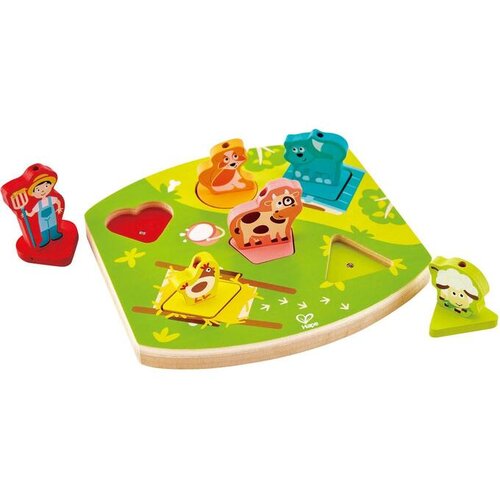 Hape puzzle na kmetiji, živali in kmet Cene