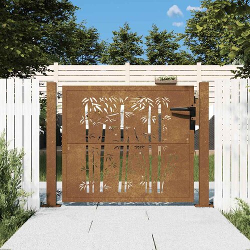  Vrtna vrata 100x75 cm Corten čelik dizajn od bambusa Cene