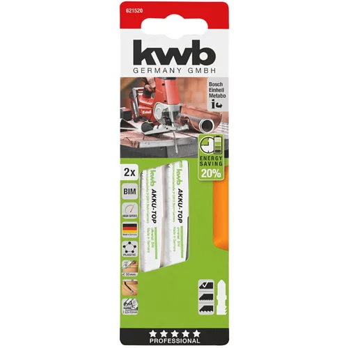 KWB list sabljaste žage akku-top (za les, dolžina: 240/218 mm, 2 kosa)