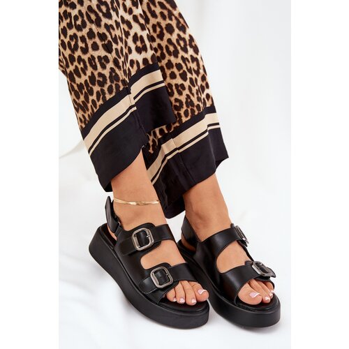 Boto Women's Platform And Wedge Sandals With Buckles Black Genorre Cene