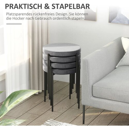  Set od 4 složive blagovaonske stolice bar&amp;scaron;unasti izgled metal siva 41 5x41 5x46 cm Slike