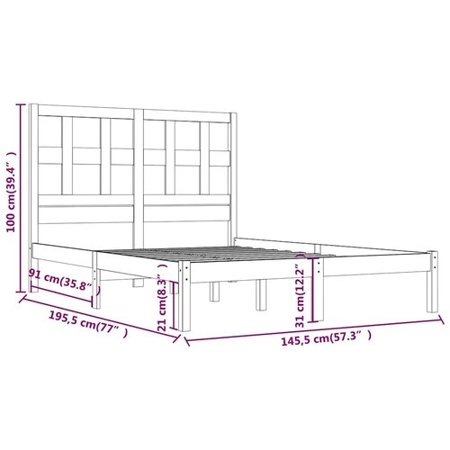  Okvir za krevet od masivne borovine crni 140 x 190 cm Slike