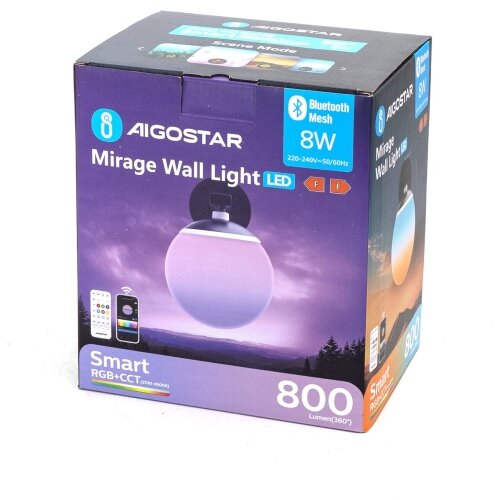 Aigostar led rgbw prigu&amp;scaron;iva zidna svetiljka mesh smart LED/8W/230V + daljinski upravljač Slike