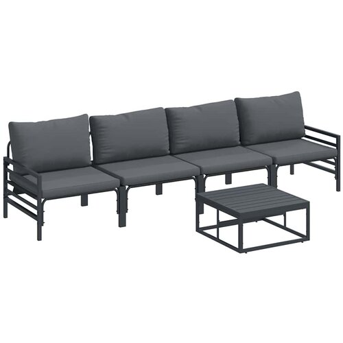vidaXL Vrtna sedežna garnitura z blazino 5 pcs Črna Jeklo, (5000146263) Cene