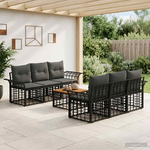  Set vanjskih sofa 7 kom. Crna i tamno siva poliratan Cijene