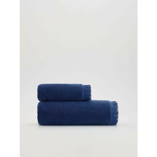 Reserved bombažna brisača z resicami - modra