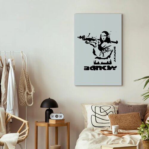  Slika - Contrast Duel (1-part) - Banksy on Mural with Mona Lisa 60x90 Akustična Slike