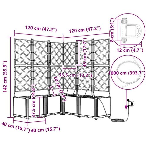  Vrtna saksija Siva 40 x 40 x 125,5 cm PP Slike