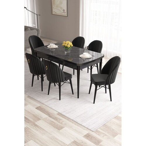 Hanah home Set Trpezarijski sto i 6 stolica Roza, Crna Cene