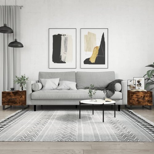 VidaXL Klubske mizice 2 kosa dimljeni hrast 50x50x40 cm inženirski les Slike