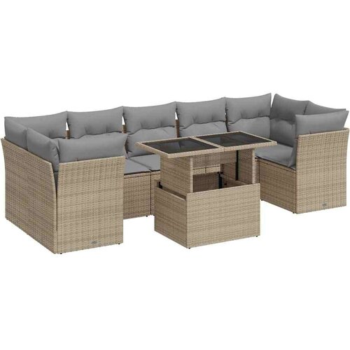 8-dijelni set vrtnih sofa od poliratana s jastucima bež Slike