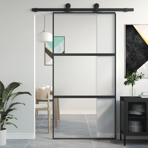VidaXL Klizna vrata crna 102 5x205 cm od kaljenog stakla i aluminija Slike