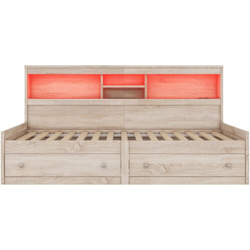 Lumor Postelja klop 90x200 cm - z USB vtičnico in 2 predaloma - letveno dno - naravna, (22155828) Cene