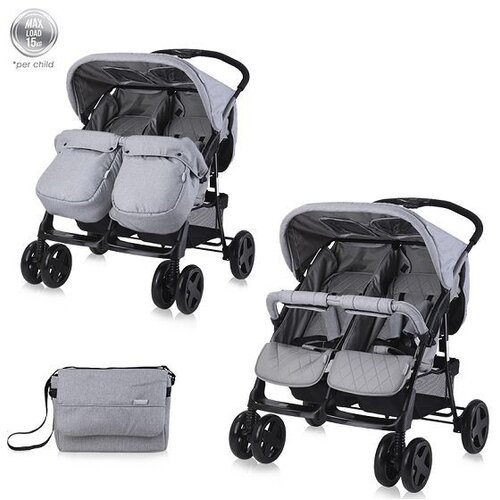Lorelli kolica za blizance twin sa torbom cool grey 2023 Cene