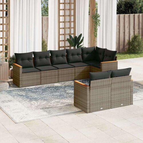  8-dijelni set vrtnih sofa od poliratana s jastucima sivi Cene