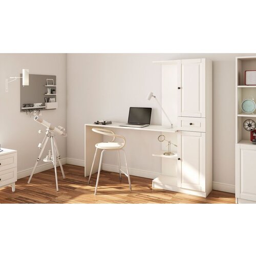 Hanah home Rb-021 matte white study desk &amp;amp; bookshelf Slike