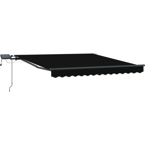 VidaXL Ručno uvlačiva tenda s LED crna 350x250 cm, Zamjenska tkanina za tendu za okvir 3.5x2.5 m crna Slike