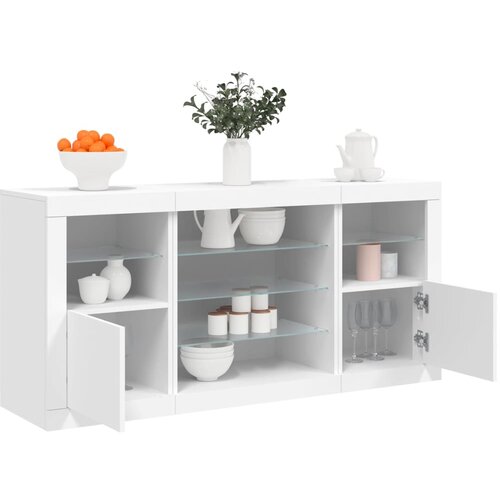  The Living Store Komoda z LED lučkami bela 142,5x37x67 cm - Komoda, (21448405) Cene