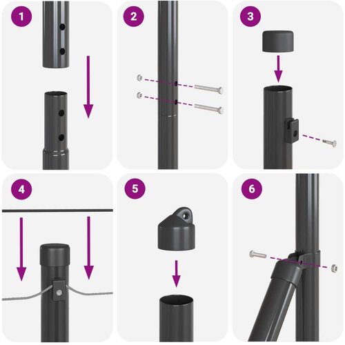 vidaXL set stupova za ogradu set od 2 siva metal, plastika 25 x 1 m Cene