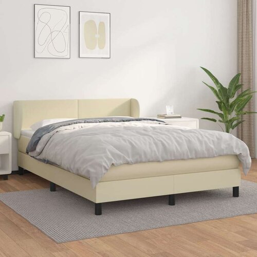  Boxspring - Krevet s oprugama i madracem krem 140x200 cm od umjetne kože - Krema 140 x 200 cm Gladak dizajn Cene