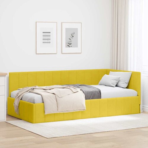vidaXL Kutni okvir kreveta s uzglavljem Žuta 90 x 200 cm Baršun Cene