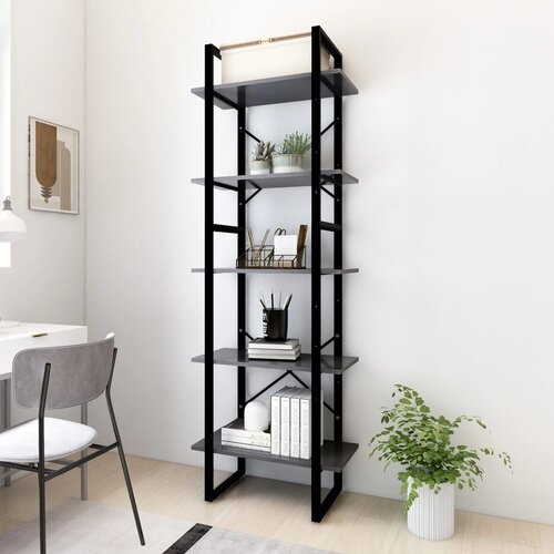 VidaXL Knjižna omara 5-nadstropna siva 60x30x175 cm iverna plo&amp;scaron;ča Slike