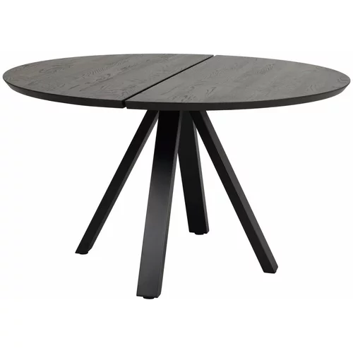 Rowico Črna okrogla jedilna miza s hrastovo mizno ploščo ø 130 cm Carradale –