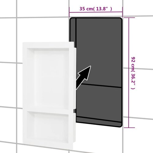 VidaXL Ni&amp;scaron;a za tu&amp;scaron; s 2 odjeljka bijela visokog sjaja 41 x 69 x 9 cm Slike