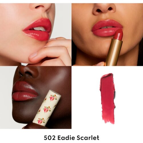 Gucci Beauty Rouge &amp;agrave; L&amp;egrave;vres Voile sjajilo za usne nijansa 502 Eadie Scarlet 3.5 g Slike