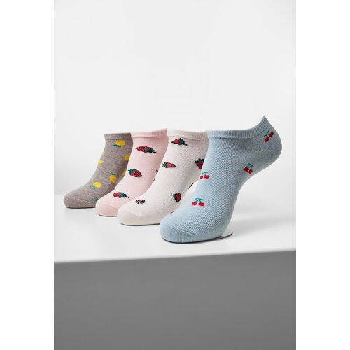 Urban Classics Fruit Invisible Socks Made of Recycled Yarn 4 Pack Grey+Cream+Light Blue+Pink Slike