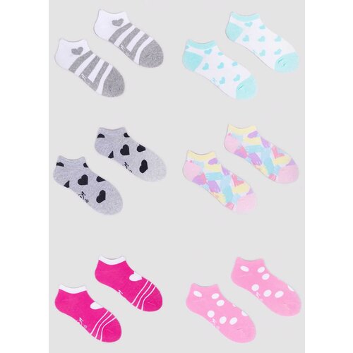 Yoclub Kids's Girls' Ankle Cotton Socks Patterns Colours 6-Pack SKS-0008G-AA00-004 Slike