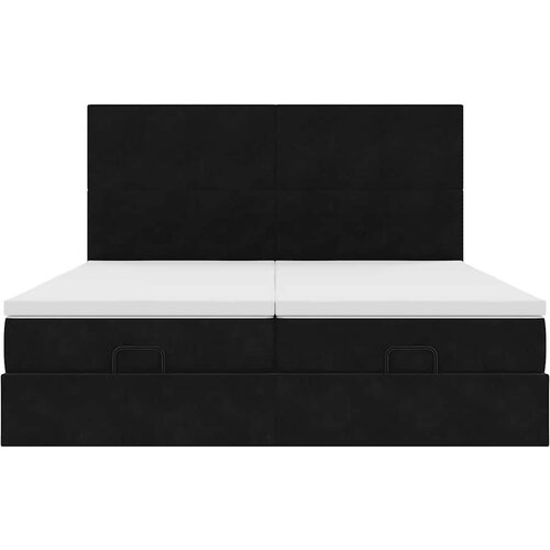 VidaXL otomanski okvir kreveta s madracima crni 200x200cm bar&amp;scaron;unasti Slike