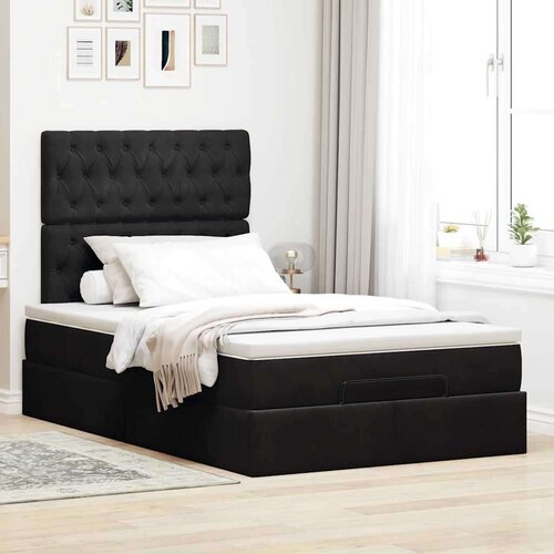 VidaXL otomanski okvir kreveta s madracima crni 120x190 cm bar&amp;scaron;unasti Slike