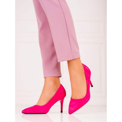 GOODIN Pink Shelovet women's heels made of ecological suede Cene
