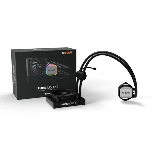 BE QUIET PURE LOOP 2, 120mm [with Mounting Kit for Intel and AMD], Doubly decoupled PWM pump, Pure Wings 3 PWM fan 120mm, Unmistakable design with ARGB LED and aluminum-style Cene