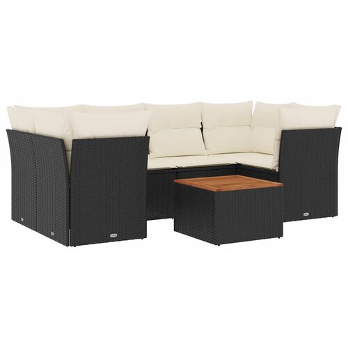  7-dijelni set vrtnih sofa od poliratana s jastucima crni Crna 62 x 62 x 69 cm Slike