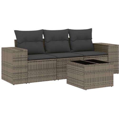 Maison Chic Seti vrtnega pohi&amp;scaron;tva - Vrtna garnitura - Vrtni pohi&amp;scaron;tvo set 4-delna z blazinami siv poli ratan, (21820051) Slike