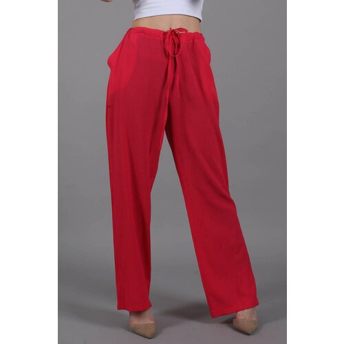 Madmext Fuchsia Crinkle Fabric Basic Women's Beach Trousers Slike