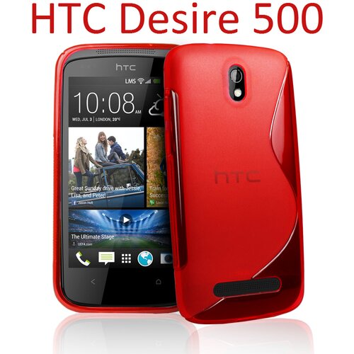  Gumijasti / gel etui S-Line za HTC Desire 500 - rdeči Slike