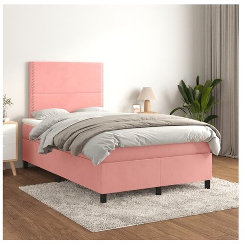  Box spring postelja z vzmetnico roza 120x200 cm žamet Cene