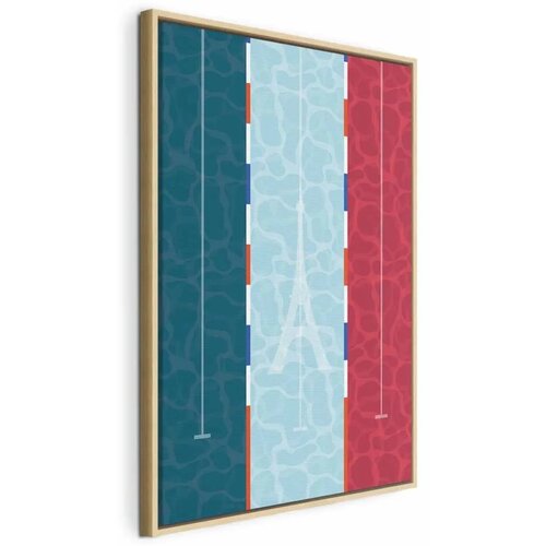  Slika - Graphic Illustration of a Swimming Pool Against the Backdrop of the French Flag 80x120 U prirodnom drvenom okviru Cene