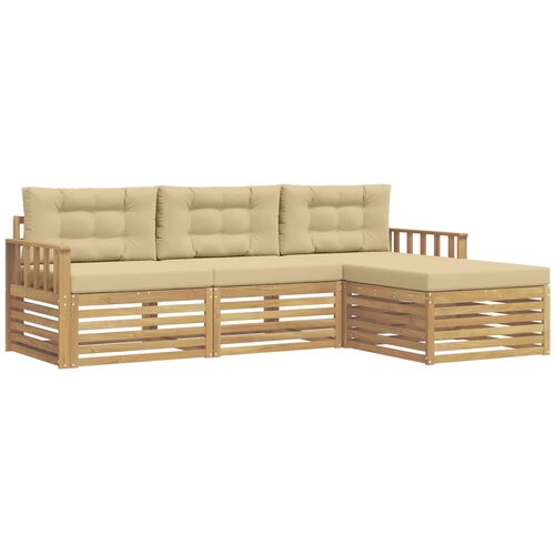 vidaXL Zunanja garnitura za sedenje 4 pcs Bela in bež Poliester, (5000280860) Cene